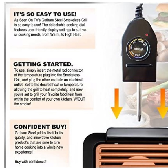 Gotham Steel Smokeless Grill Indoor Grill Ultra Nonstick Electric Grill - Picture 6 of 9